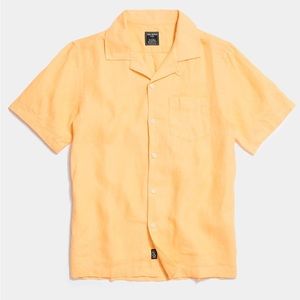 Todd Snyder XXL IRISH SEA SOFT LINEN CAMP COLLAR SHORT SLEEVE SHIRT IN MAIZE